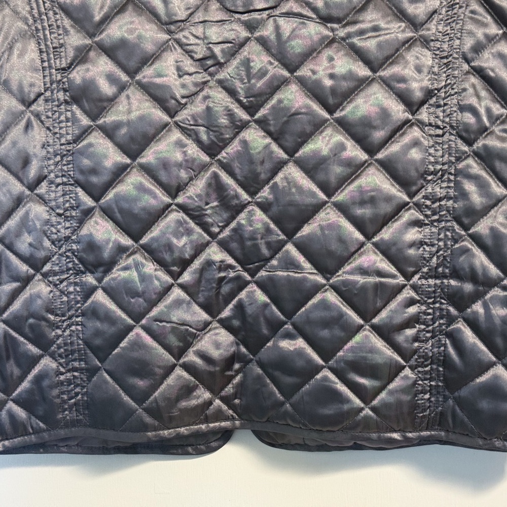 Covington Silver Gray Quilted Vest Women’s L Faux Fur Collar Zip Front - Picture 14 of 16